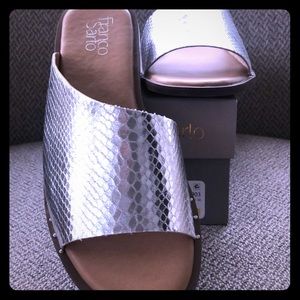 Franco Sarto silver slides